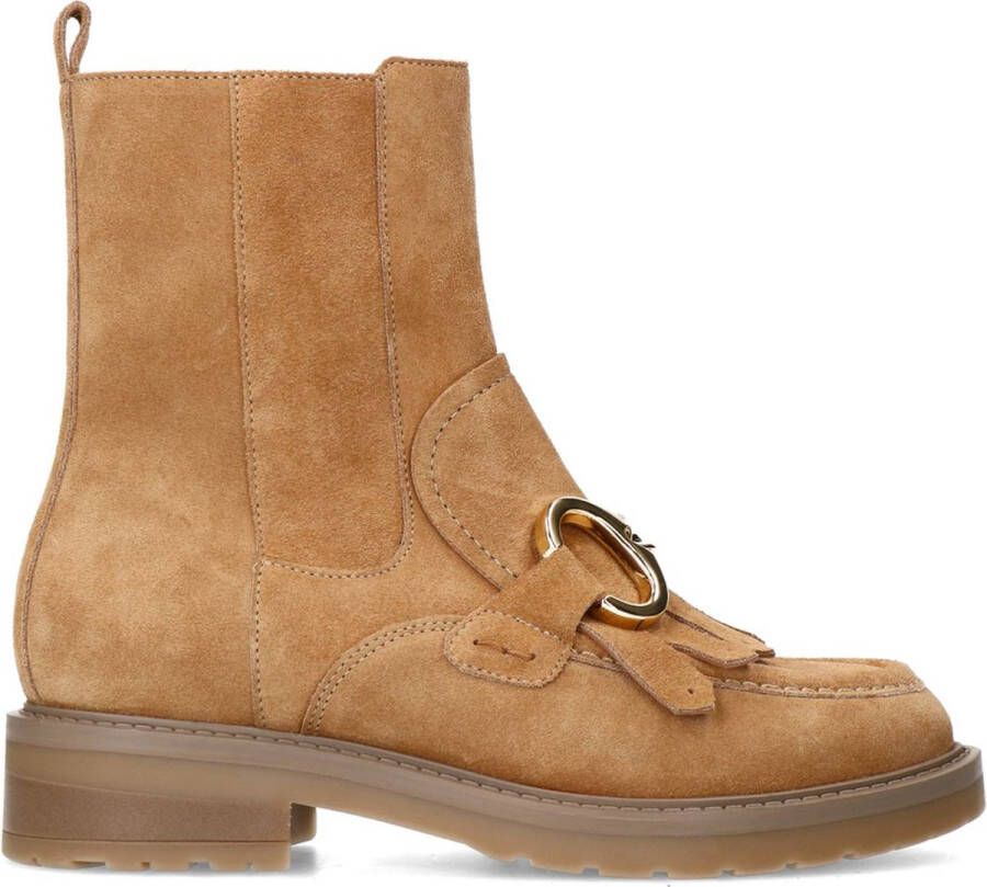 Manfield Dames Cognac leren enkellaarsjes - Foto 2