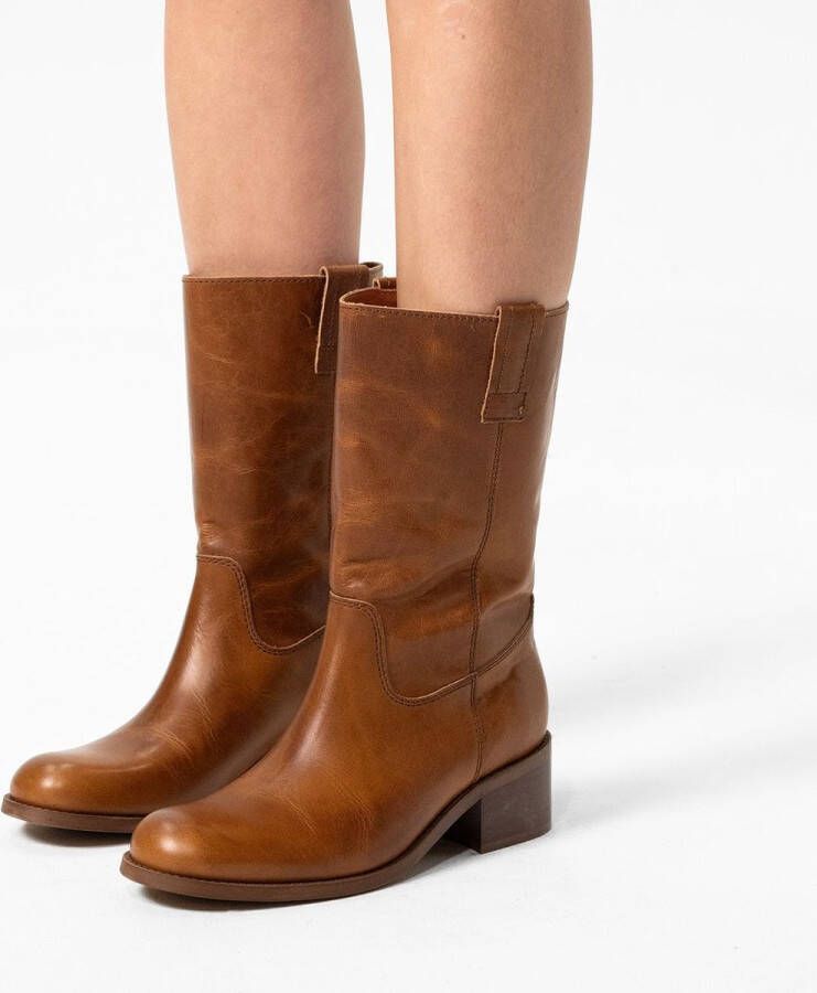 Manfield Dames Cognac leren laarsjes