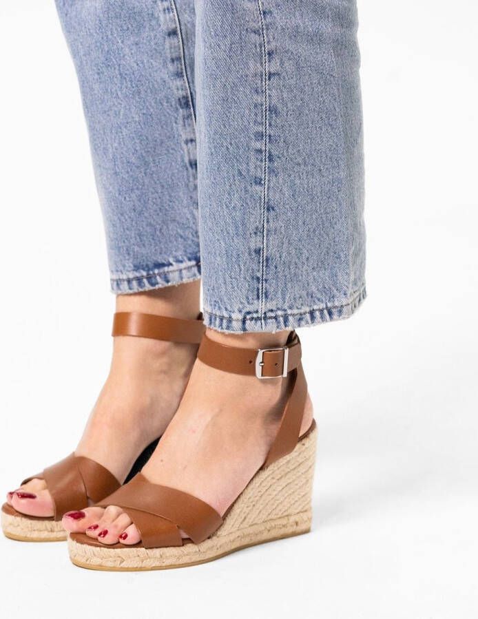 Manfield Dames Cognac leren sleehakken