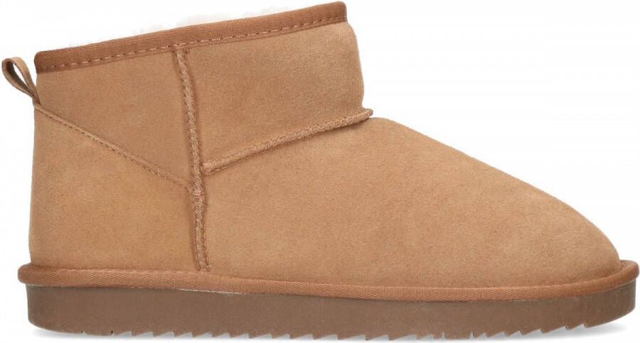 Manfield Dames Cognac suède boots met bont - Foto 3