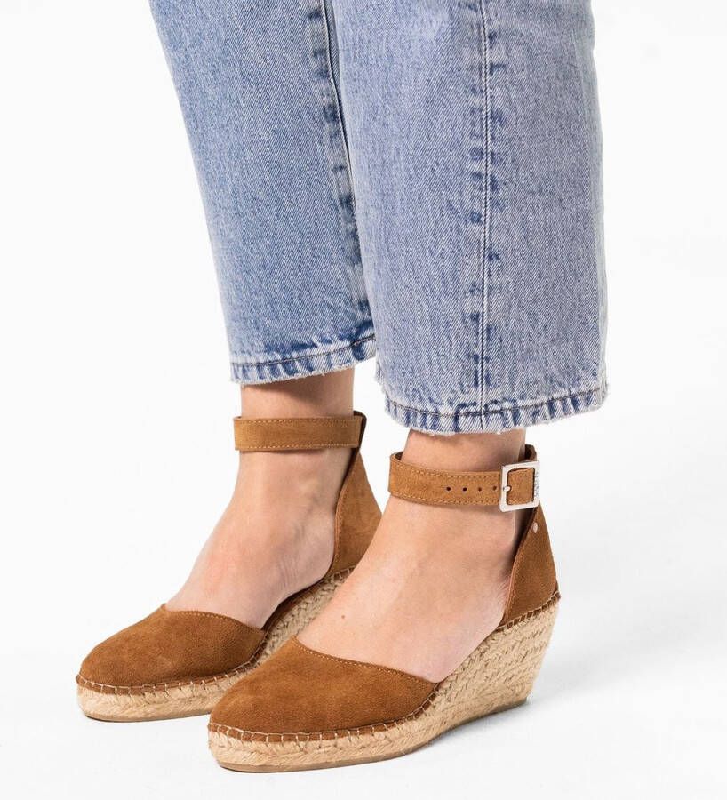 Manfield Dames Cognac suède sleehakken