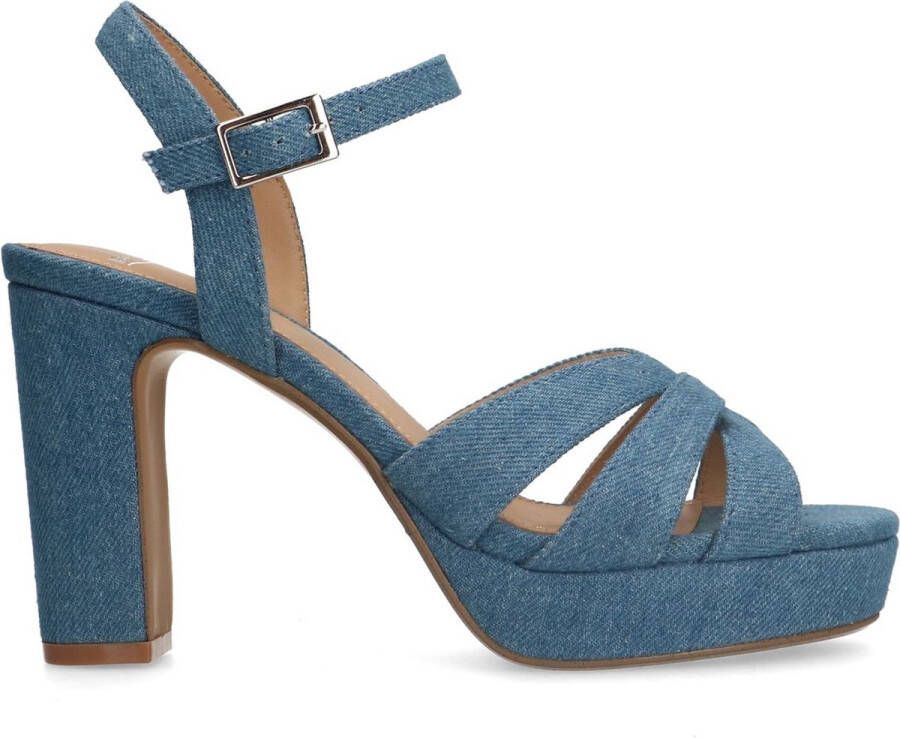 Manfield Dames Denim sandalen met hak