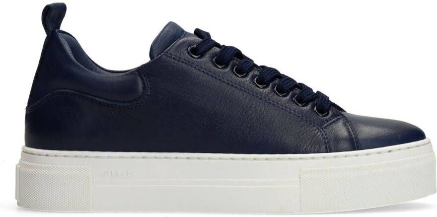 Manfield Dames Donkerblauwe leren sneakers