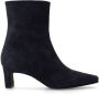 Manfield Dames Donkerblauwe suède enkellaarsjes met hak - Thumbnail 1