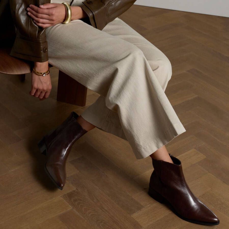 Manfield Dames Donkerbruine leren enkellaarsjes - Foto 2