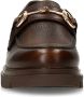 Manfield Dames Donkerbruine leren loafers met gouden chain - Thumbnail 1