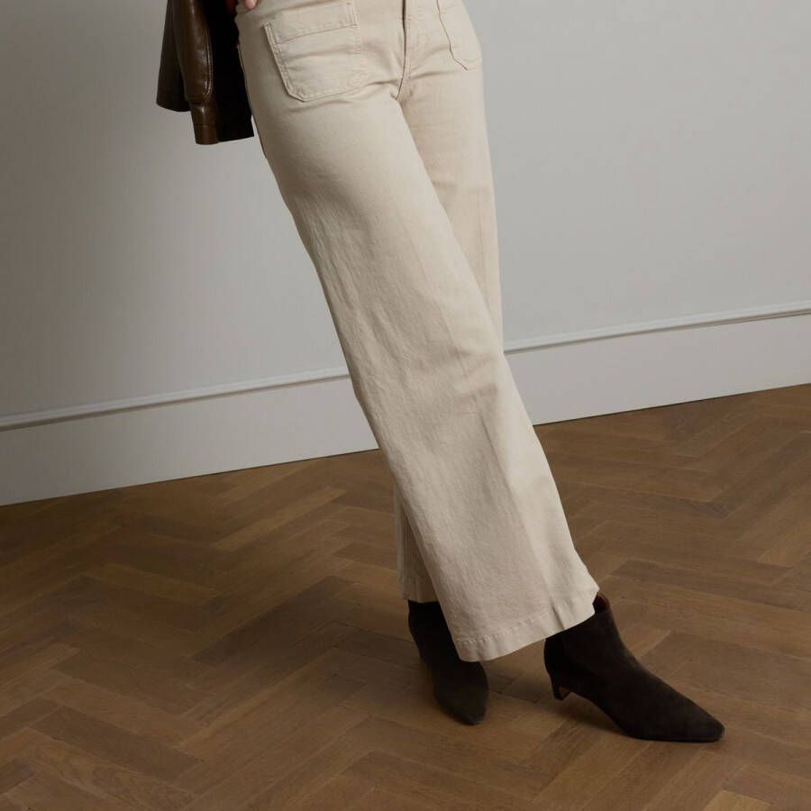 Manfield Dames Donkerbruine suède enkellaarsjes met hak