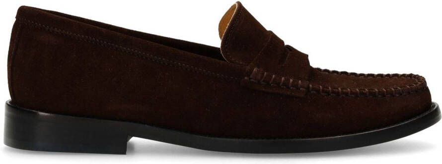 Manfield Dames Donkerbruine suède loafers