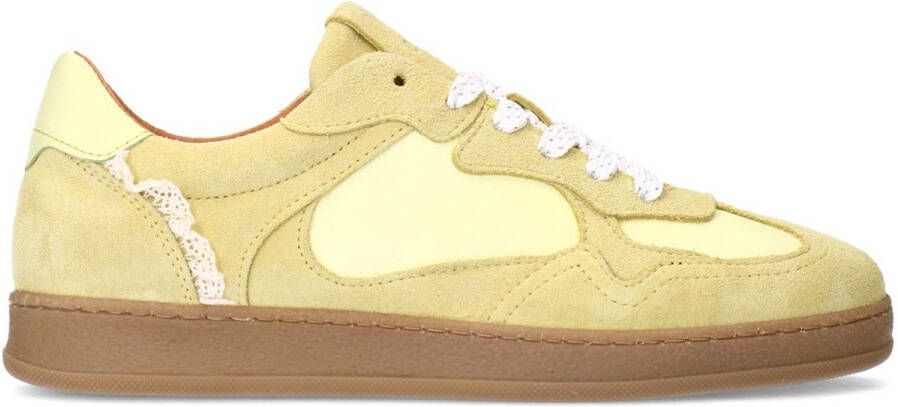 Manfield Dames Gele sneakers met kant