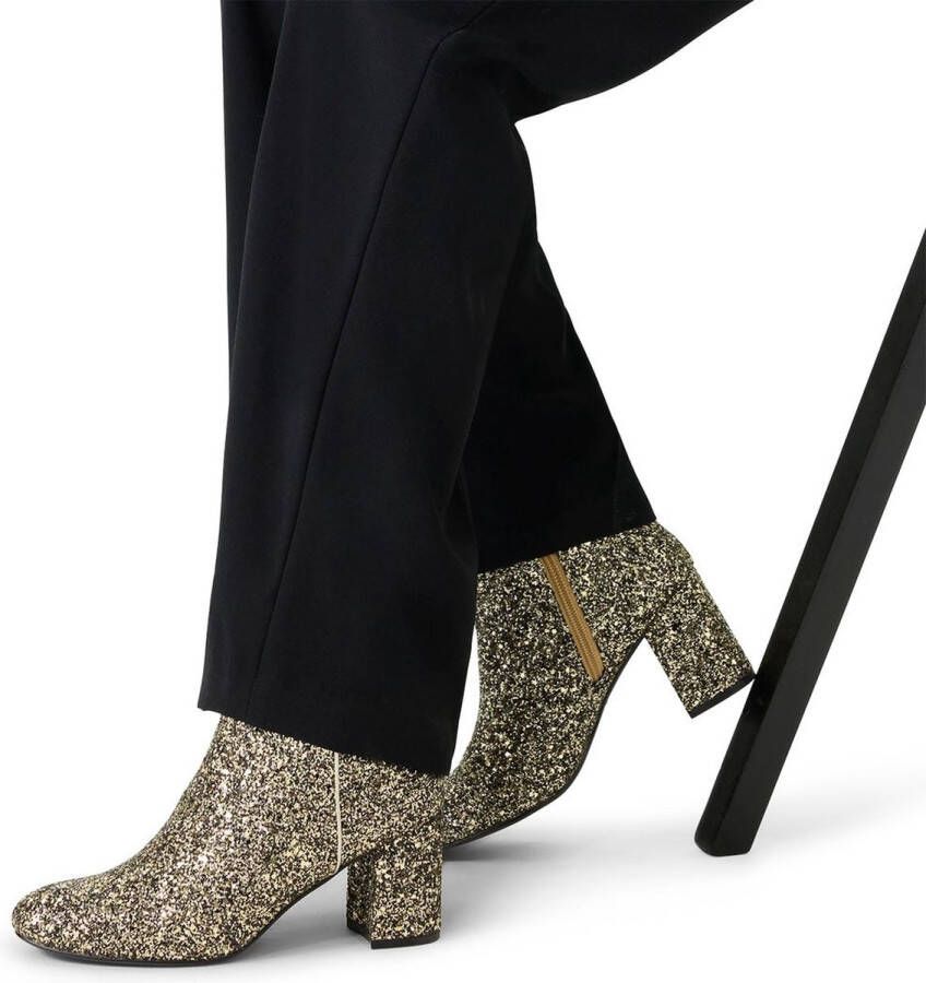 Manfield Dames Gouden glitter enkellaarsjes met hak
