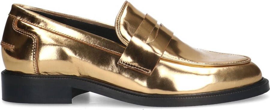 Manfield Dames Gouden leren loafers