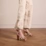 Manfield Dames Goudkleurige leren sandalen met hak - Thumbnail 2