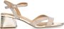 Manfield Dames Gouden leren sandalen met hak en glitters - Thumbnail 2