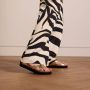 Manfield Dames Gouden leren sandalen met plateauzool - Thumbnail 2