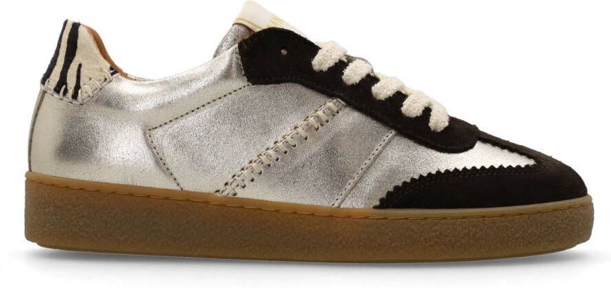Manfield Dames Gouden leren sneakers