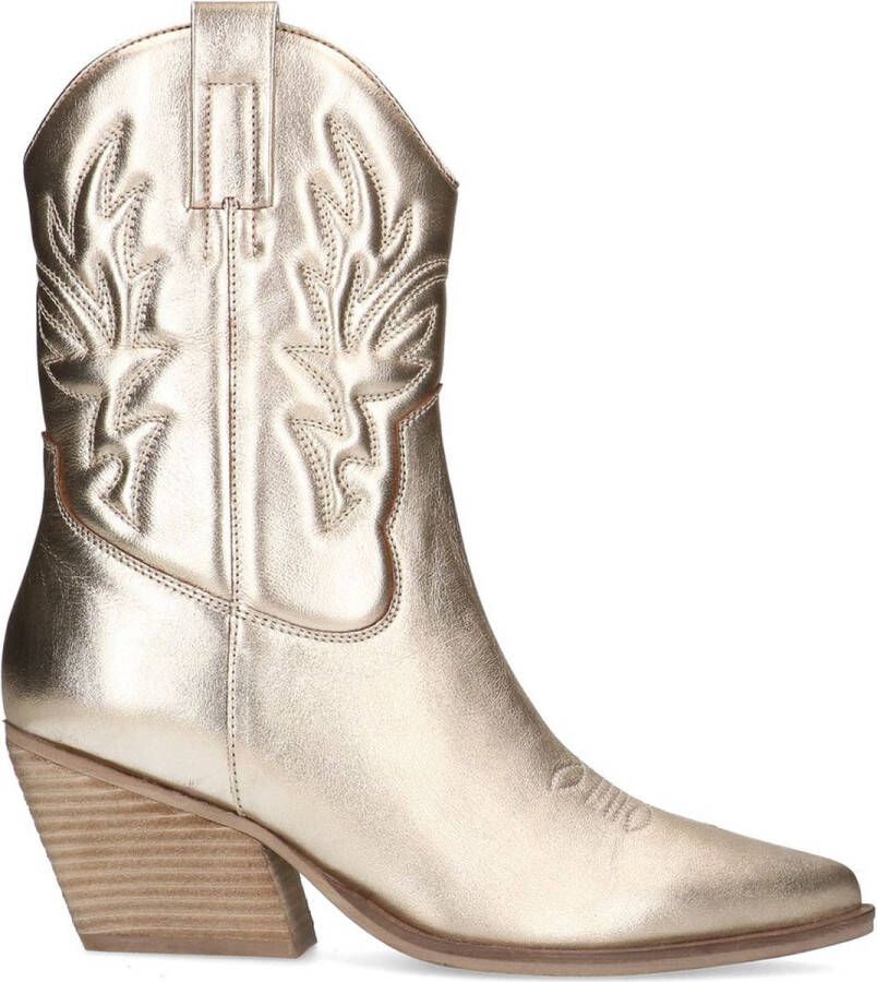 Manfield Dames Goudkleurige metallic cowboy laarzen