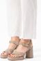 Manfield Dames Gouden sandalen met hak - Thumbnail 2