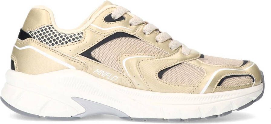 Manfield Dames Gouden sneakers met mesh details