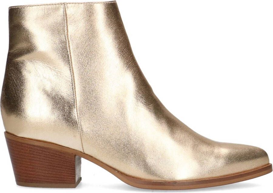 Manfield Dames Goudkleurige leren enkellaarsjes