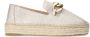 Manfield Dames Goudkleurige leren espadrilles met gouden chain - Thumbnail 2