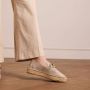 Manfield Dames Goudkleurige leren espadrilles met gouden chain - Thumbnail 2