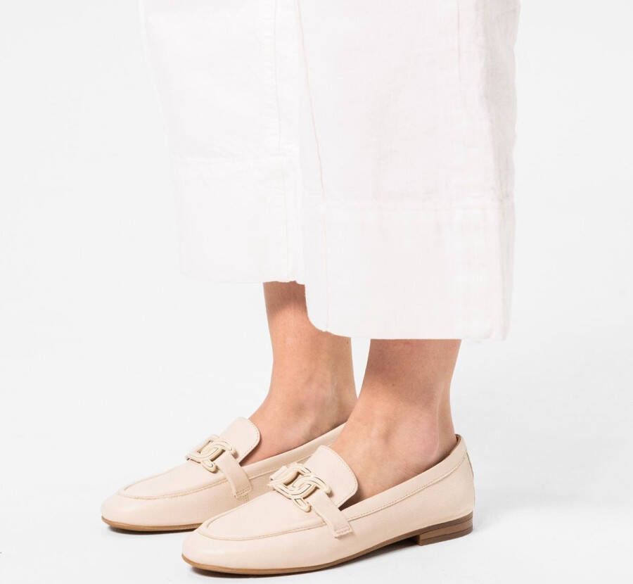 Manfield Dames Goudkleurige leren loafers met detail - Foto 1