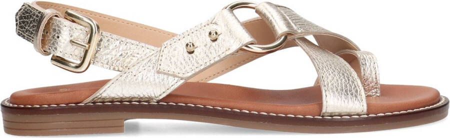 Manfield Dames Goudkleurige leren sandalen - Foto 2