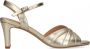 Manfield Dames Goudkleurige leren sandalen met hak - Thumbnail 2