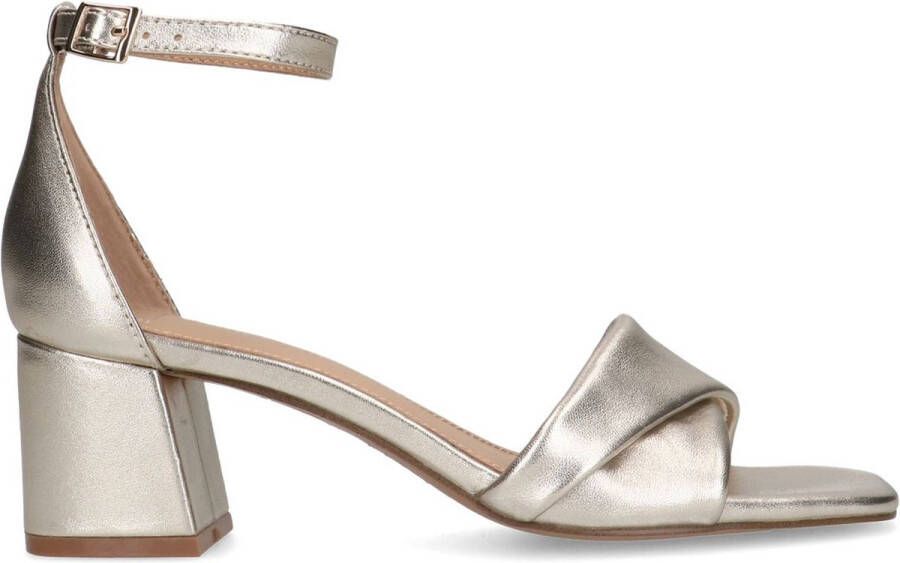 Manfield Dames Goudkleurige leren sandalen met hak - Foto 4