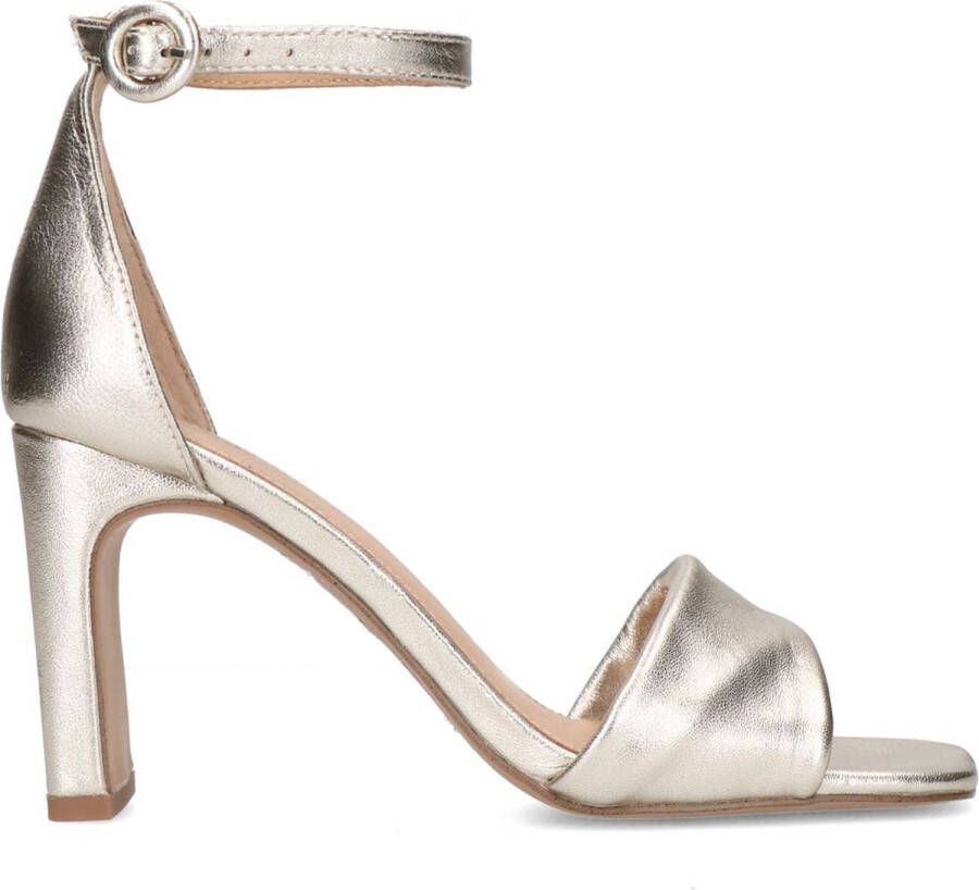 Manfield Dames Goudkleurige leren sandalen met hak - Foto 3