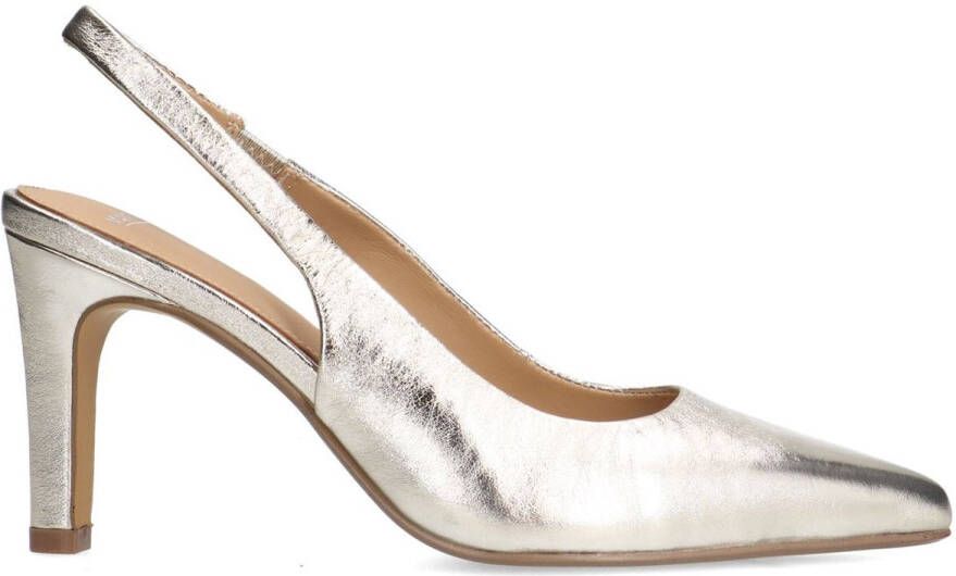 Manfield Dames Goudkleurige leren slingbacks