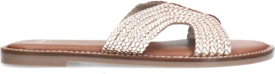 Manfield Dames Goudkleurige leren slippers