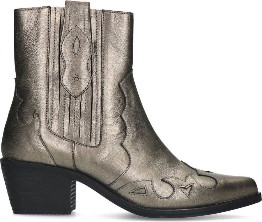 Manfield Dames Goudkleurige metallic leren cowboy laarzen