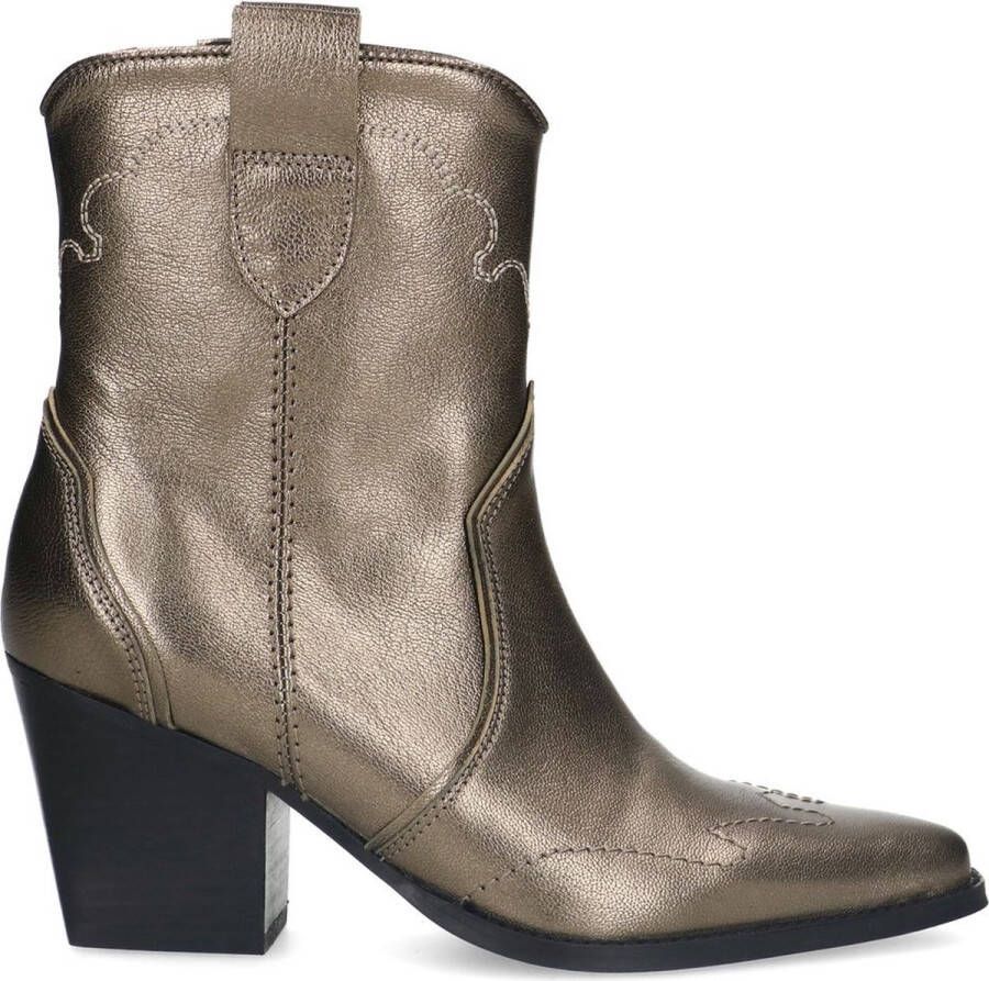 Manfield Dames Goudkleurige metallic leren cowboy laarzen - Foto 2