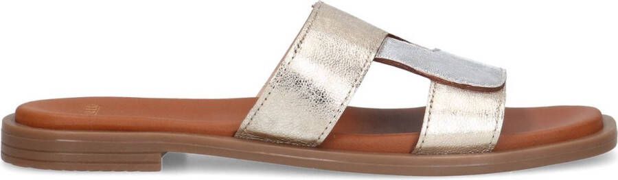 Manfield Dames Goudkleurige metallic leren slippers - Foto 2