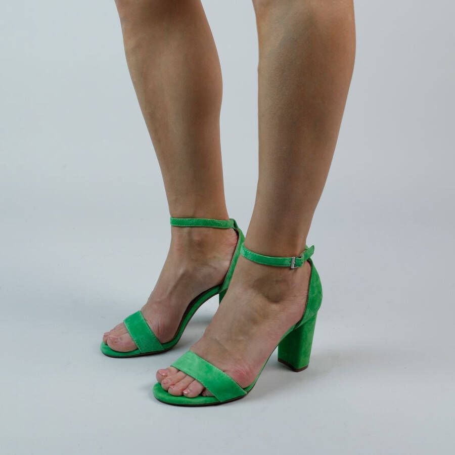 Manfield Dames Groene suède sandalen met hak - Foto 4