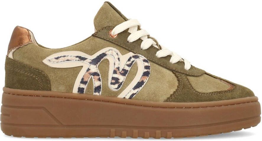 Manfield Dames Groene suède sneakers
