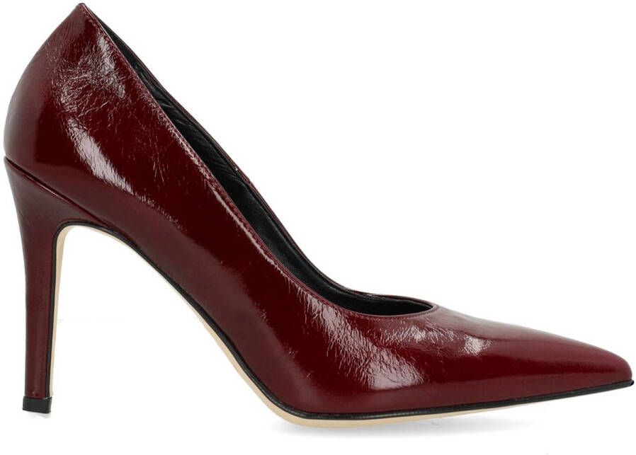 Manfield Dames Lakleren burgundy pumps