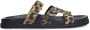 Manfield leren slippers met panterprint beige zwart - Thumbnail 2