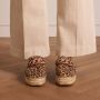 Manfield suède espadrilles met panterprint cognac zwart - Thumbnail 2