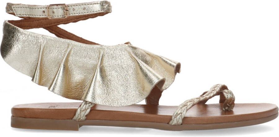 Manfield Dames Gouden metallic leren sandalen