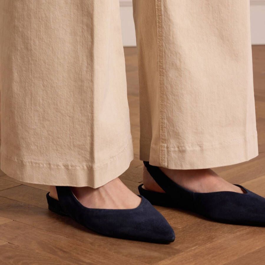 Manfield Dames Navy suède slingbacks