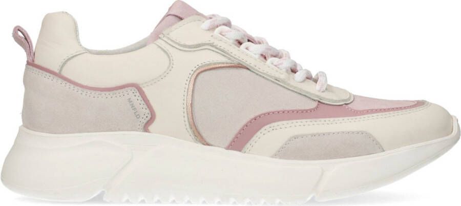 Manfield Dames Off white sneakers met roze details