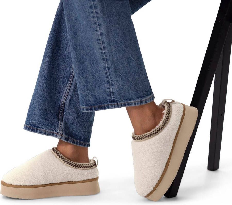 Manfield Dames Off white teddy instappers - Foto 2
