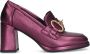 Manfield Dames Paarse leren gesloten pumps met goudkleurige details - Thumbnail 2