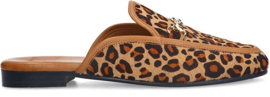 Manfield suède slippers met panterprint