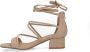 Manfield Dames PRE ORDER Beige suède sandalen met hak - Thumbnail 2