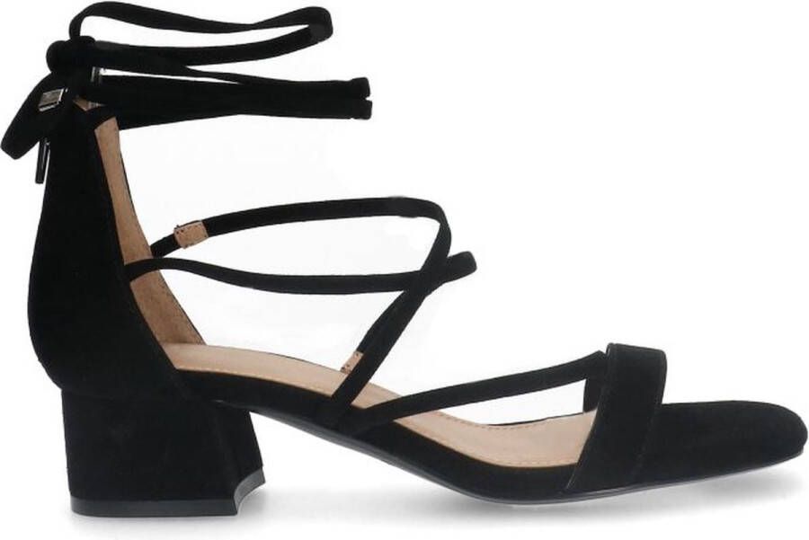 Manfield Dames PRE ORDER Zwarte suède sandalen met hak