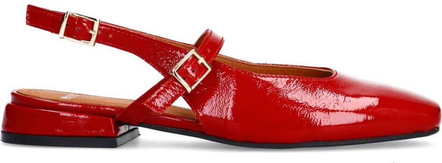 Manfield lakleren slingback loafers rood