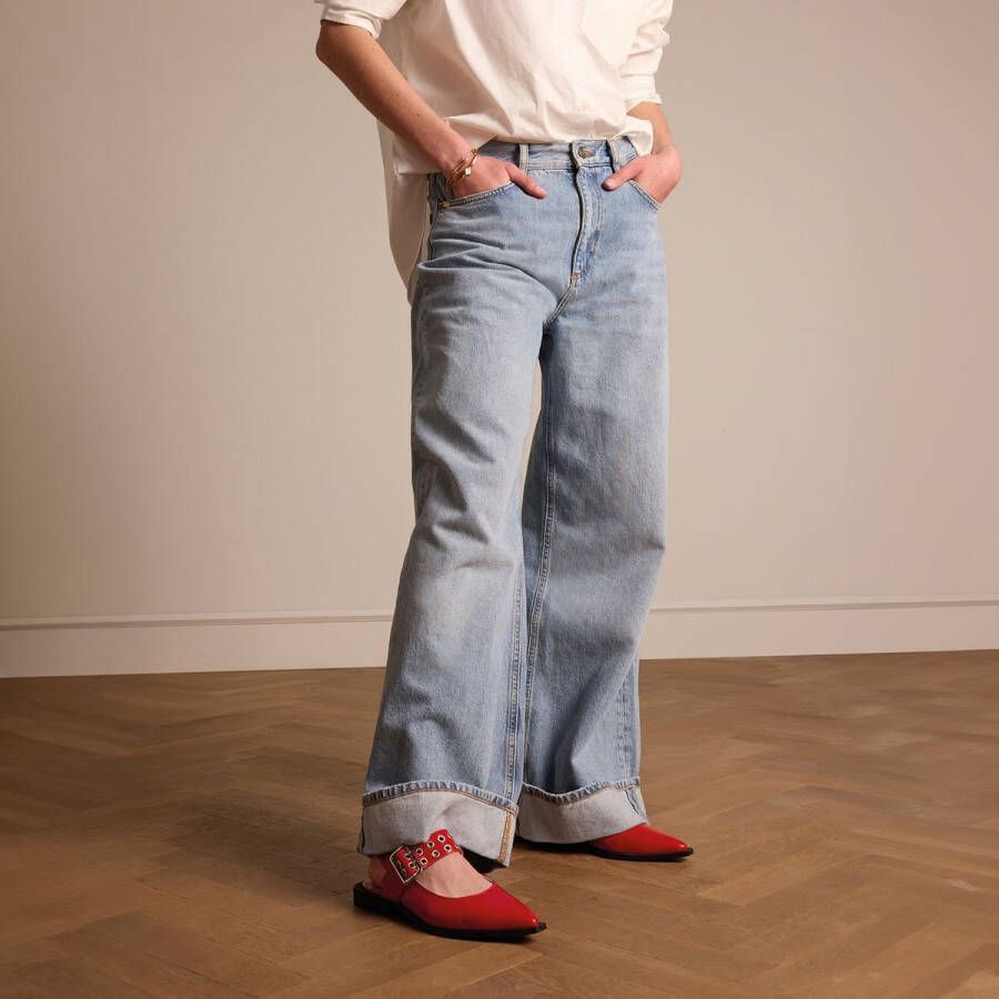 Manfield lakleren slingback loafers rood